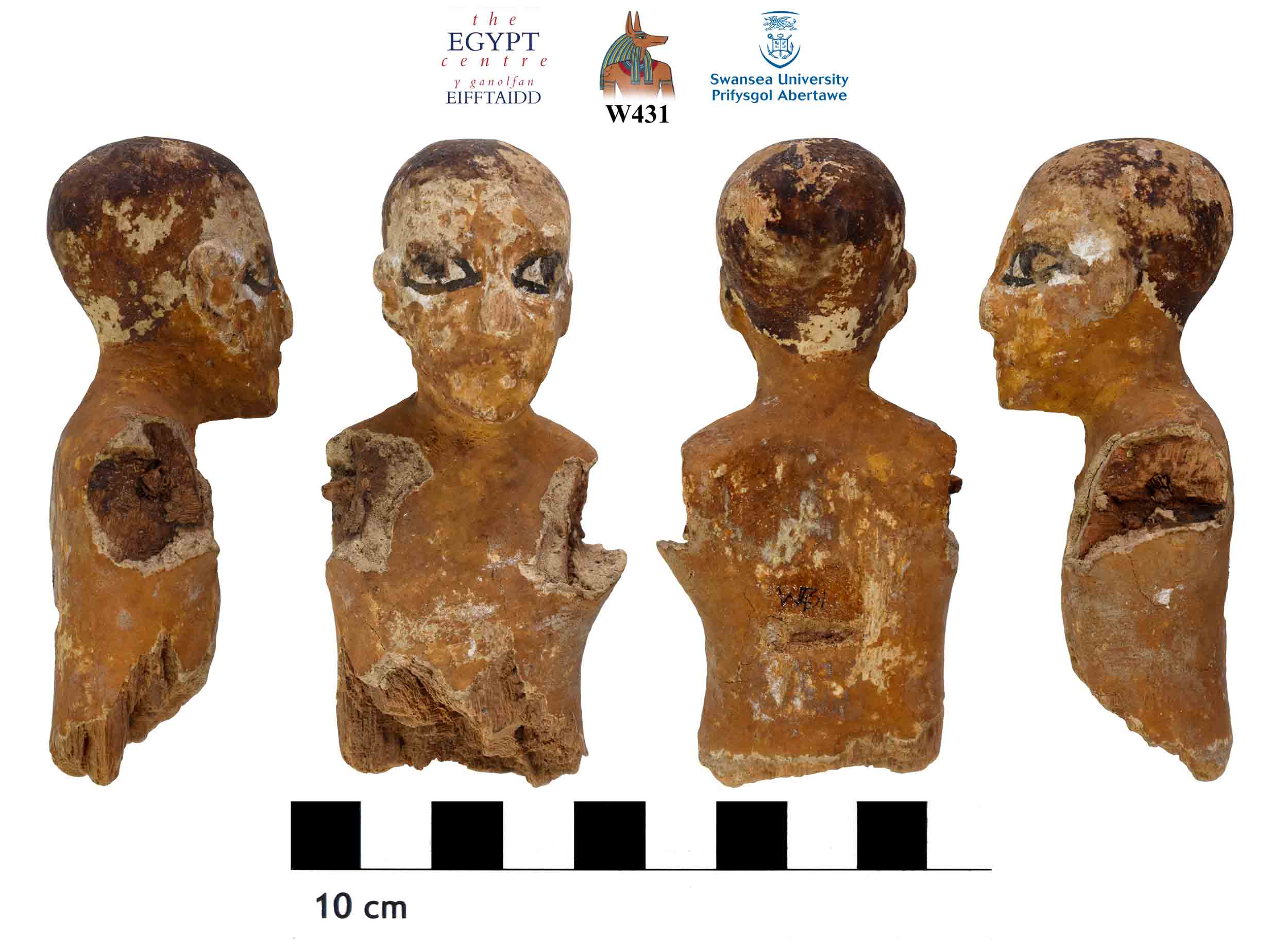 Image for: Upper portion of a wooden funerary figure